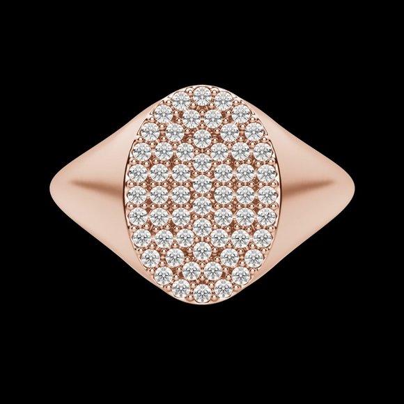 Oval Pavé Signet Ring - Picture 6 of 9